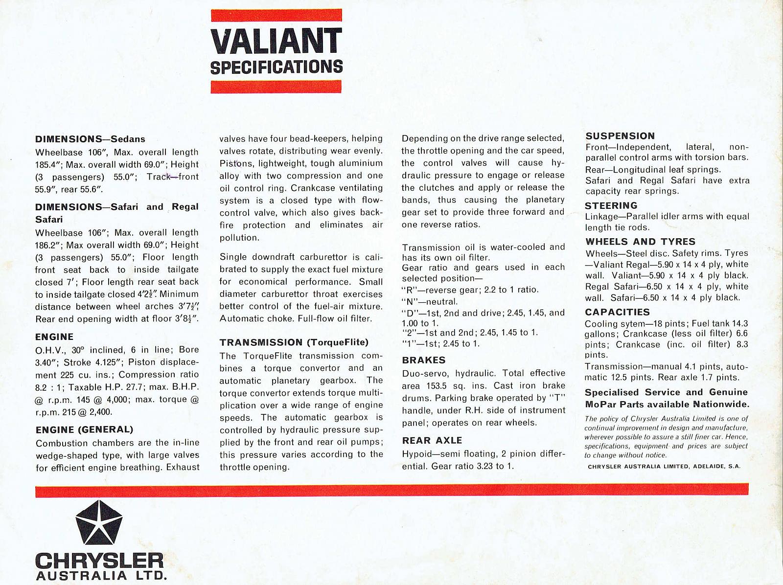 1963 Chrysler AP5 Valiant Brochure Page 7